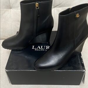 Lauren Ralph Lauren Black Wedge Ankle Boots